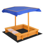 Kids Canopy Sandpit Adjustable UV Resistant Cover Dual Basins 103x103x105cm