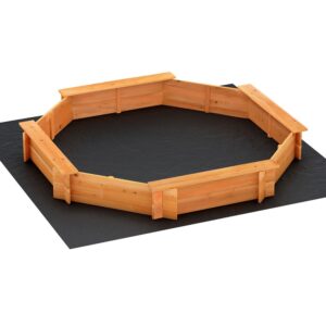 Kids Wooden Sandpit Octagon Play Area Outdoor 182cm with Protective Cover