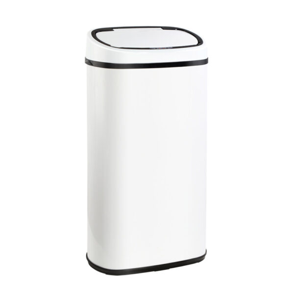 58L Sensor Trash Can Hands Free Soft Open Close Fingerprint Resistant White