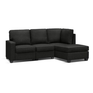 Modular Sofa Set 4 Seater Convertible Chaise Lounge Dark Grey Velvet