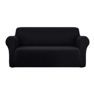 3 Seater Stretch Sofa Cover Slipcover Elastic Black Machine Washable Protector