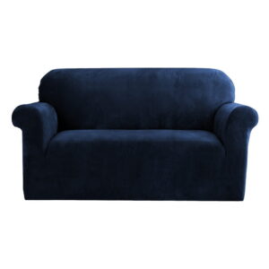 Velvet Sofa Cover 2 Seater Stretchable Anti Slip Sapphire Protection