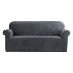 Velvet Sofa Cover 3 Seater Stretchable Anti Slip Grey Couch Protector