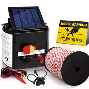 Solar Electric Fence Energiser 3km Range with 500m Polytape Waterproof Charger