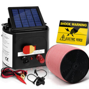 Solar Electric Fence Energiser 5km Range 0.15J with 1200m Polytape Set