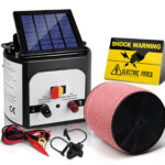 Solar Electric Fence Energiser 8km Range with 1200m Polytape Waterproof