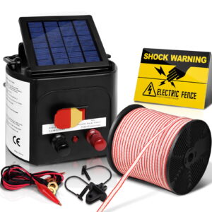 Solar Electric Fence Energiser 3km Range with 400M Tape 25 Insulators Waterproof