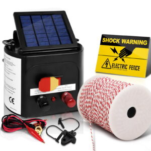 Solar Electric Fence Energiser 3km Range with 500M Tape 25 Insulators Bonus