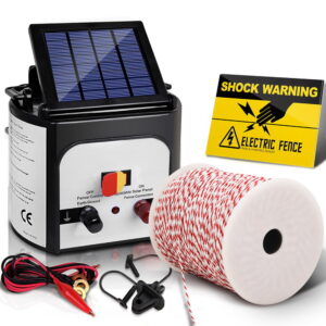 Solar Electric Fence Energiser 8km Range with 500M Tape 25 Insulators Bonus