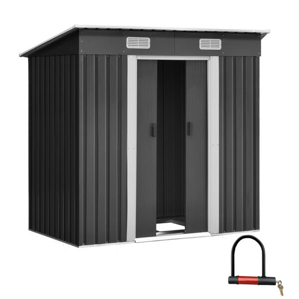 Garden Shed 1.94x1.21M Outdoor Storage Steel Tool House w/ Sliding Door Vents