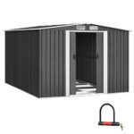 Garden Shed 2.58x3.14M Metal Base Outdoor Storage Workshop w/ Sliding Door