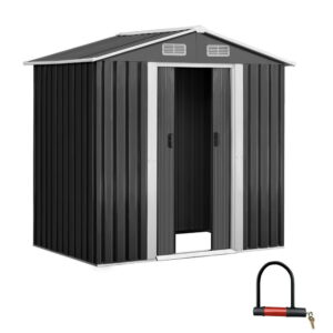 Garden Shed Outdoor Storage 1.96x1.32M Metal Workshop Sliding Door Vented