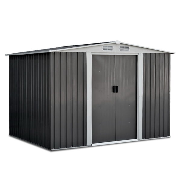 Garden Shed 2.58x2.07M Outdoor Storage Metal Workshop Sliding Door Vented