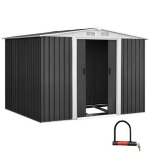 Garden Shed 2.58x2.07M Outdoor Storage Double Door w/Metal Base Corrosion Resistant