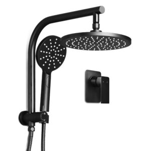 Rain Shower Head Set 9 Handheld High Pressure Mixer Wall Mount Black WELS 3 Star