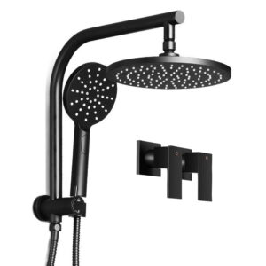 9 Rainfall Shower Head Set Handheld High Pressure Wall Mount Black WELS 3 Star