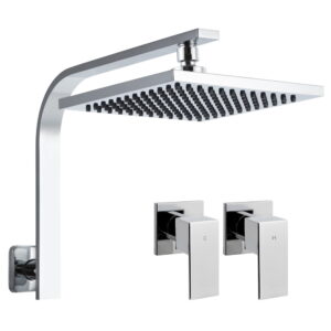 Rain Shower Head Set 8 Square High Pressure Wall Arm Chrome WELS WaterMark