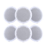 6 Inch Ceiling Speakers Home Audio 80W Easy Install ABS White 6pcs Set