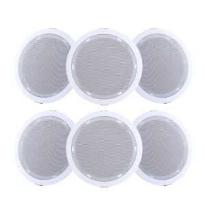 6 Inch Ceiling Speakers Home Audio 80W Easy Install ABS White 6pcs Set