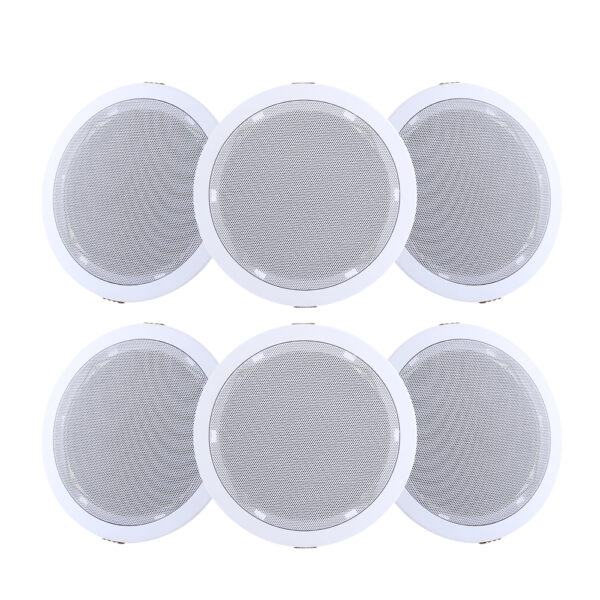 6 Inch Ceiling Speakers Home Audio 80W Easy Install ABS White 6pcs Set