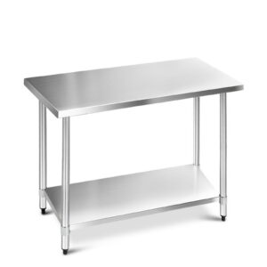 Stainless Steel Kitchen Bench 304 Grade Adjustable Shelf 1219x610mm Heavy Duty