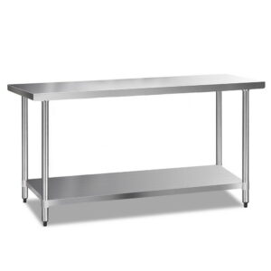 Stainless Steel Kitchen Bench 1829x610mm Heavy Duty Adjustable Shelf