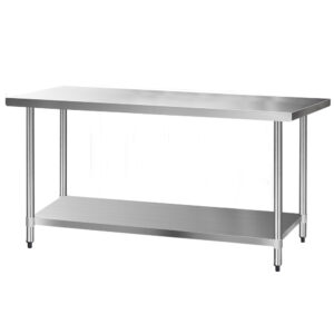 Stainless Steel Kitchen Bench 1829x760mm Heavy Duty Adjustable Shelf