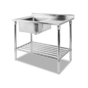 Stainless Steel Kitchen Sink Bench 100x60cm Food Grade Adjustable Shelf