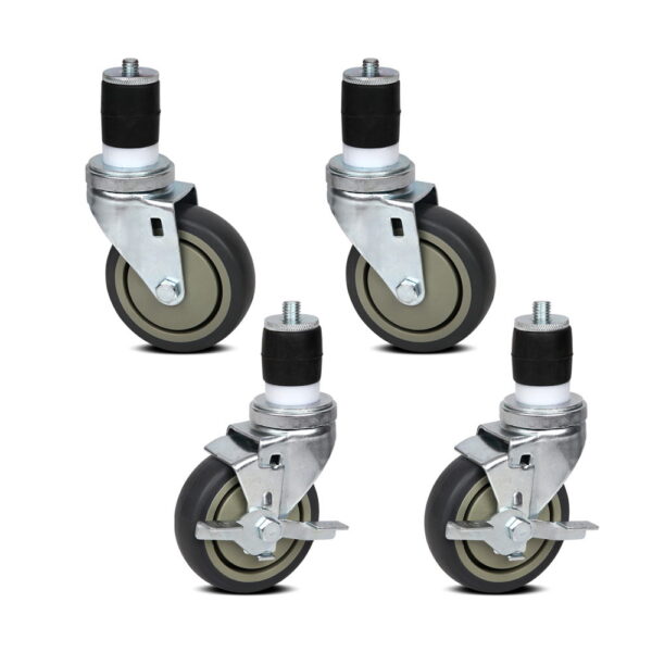 Swivel Castor Wheels 4 Set of 4 Heavy Duty 200kg Lock Brake Rubber 35 45mm Leg