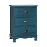 Vintage Bedside Table 3 Drawers Anti Scratch Blue Storage Cabinet