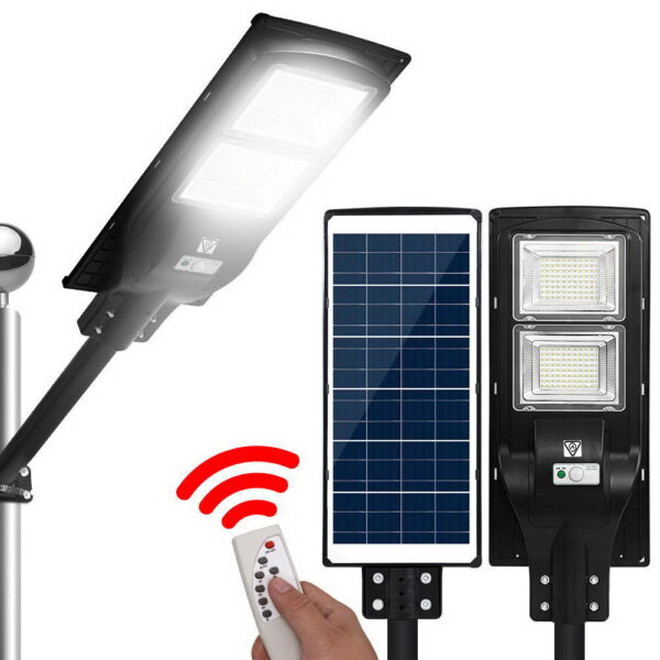 120W Solar LED Street Light Outdoor Motion Sensor Remote Control IP67 Waterproof