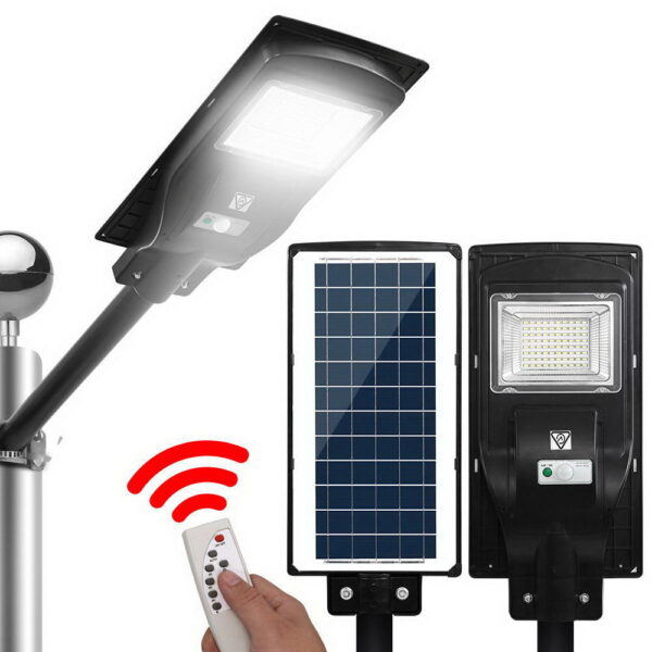 90W Solar LED Street Light Motion Sensor Remote IP67 Outdoor Garden Lamp