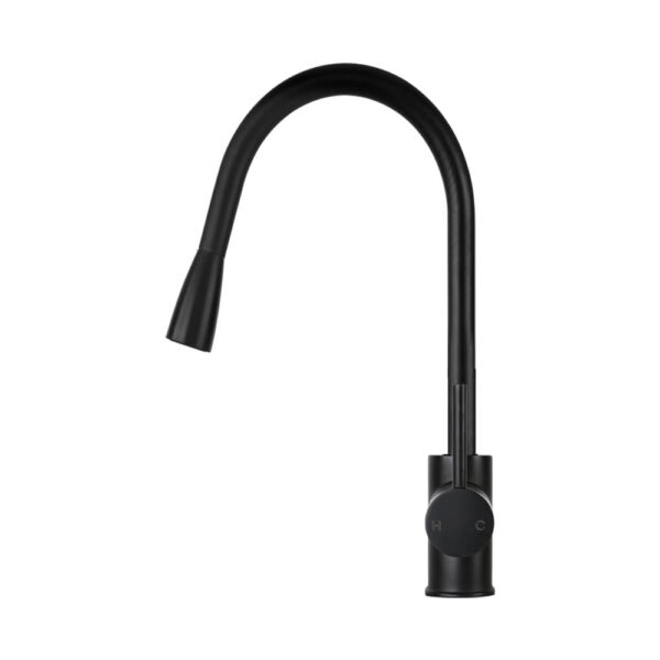 Pull Out Kitchen Mixer Tap 360° Swivel 5 Star WELS Matte Black Gooseneck Design