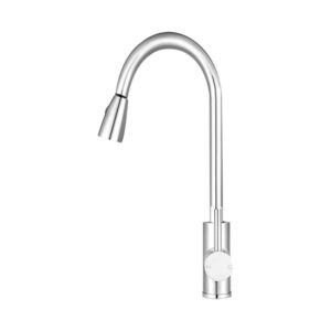 Pull Out Kitchen Mixer Tap 360° Swivel 5 Star WELS 5L/M Gooseneck Silver