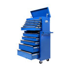 Toolbox Chest Trolley 14 Drawers Steel Storage Lockable Castors Blue 112cm