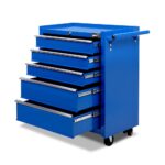 5 Drawer Mechanic Tool Box Storage Trolley Steel Lockable Blue 75kg Capacity