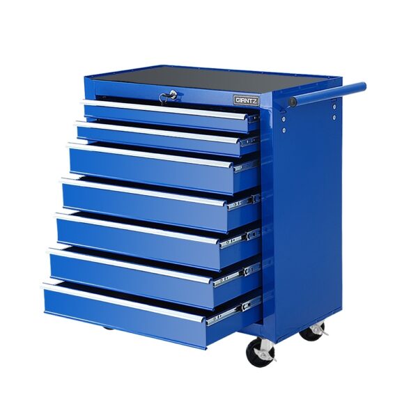 Tool Chest Trolley 7 Drawers Steel Storage Cabinet Lockable Blue Garage Organizer