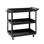 3 Tier Steel Tool Cart Trolley Mechanic Organizer Lockable Castors Black 150kg