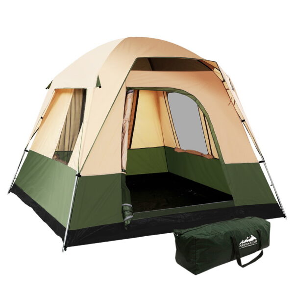 4 Person Camping Tent Hiking Beach UV Protection Water Resistant Green