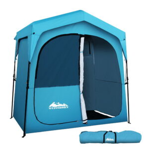 Pop Up Camping Shower Tent Portable 2 3 Person Toilet Change Room Blue 210x120x200cm