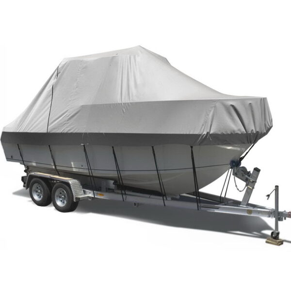 Boat Cover 17 19ft Trailerable 600D UV Mildew Resistant with Zipper & Straps