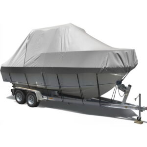 Trailerable Boat Cover 25 27ft 600D UV Mildew Resistant Elastic Hem Zip Access