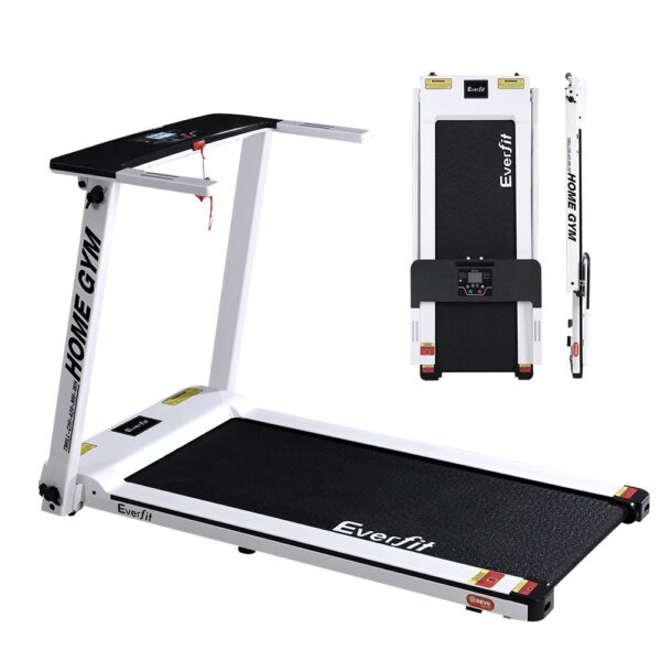 Electric Treadmill Compact Foldable 420mm Belt 12 Programs 2.5HP White