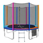 10FT Kids Trampoline Safety Net Enclosure UV Resistant Padding Outdoor Fun