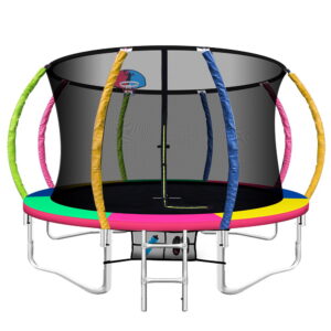 12FT Trampoline with Basketball Hoop Safety Net Pad Outdoor Kids Gift 150kg Cap