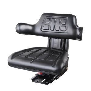 Universal Tractor Seat Adjustable Suspension PU Leather Black 50 130kg Support