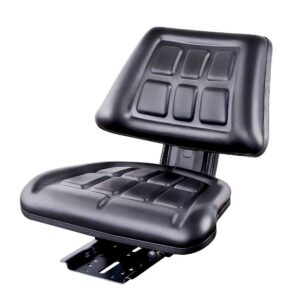 Universal Tractor Seat PU Leather Adjustable 150mm Sliding Track Black