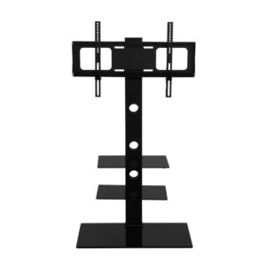 TV Floor Stand Swivel Mount Adjustable Height 32 70 Inch VESA Storage Black