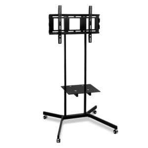 TV Floor Stand 32 65 Adjustable Height VESA Mount with Wheels Black