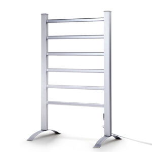 Heated Towel Rack 6 Bar Aluminium Warmer 100W 40 50C 2/4H Timer Free Standing